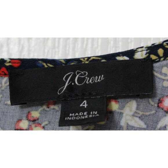 J Crew Ruffle Front Mini Dress Floral Viscose Size 4 Navy - Picture 2 of 4